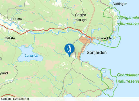 Karta över området runt Sörfjärdens Golfklubb