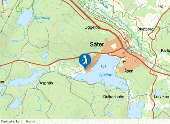 Karta över området runt Säters Golfklubb