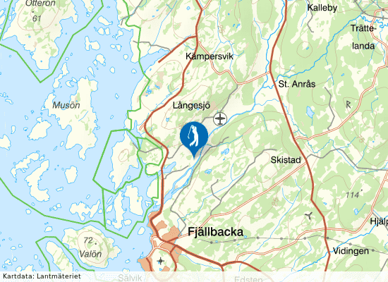 Karta över området runt Fjällbacka Golfklubb