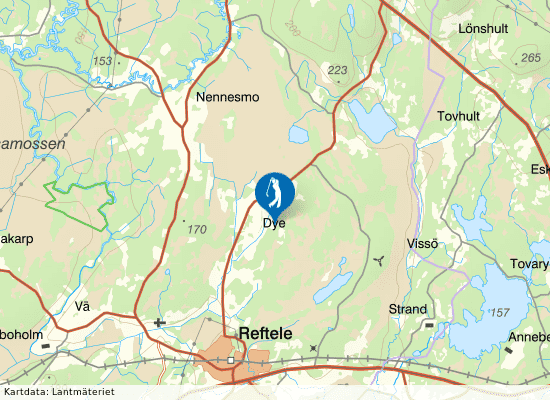 Karta över området runt Reftele Golfklubb