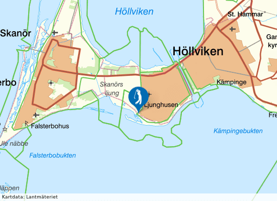 Karta över området runt Ljunghusens Golfklubb