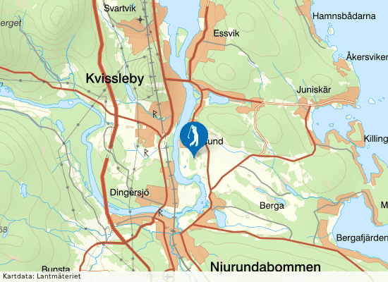 Karta över området runt Sundsvalls Golfklubb