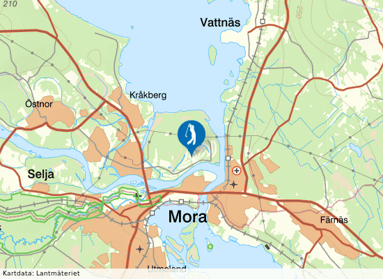 Karta över området runt Mora Golfklubb