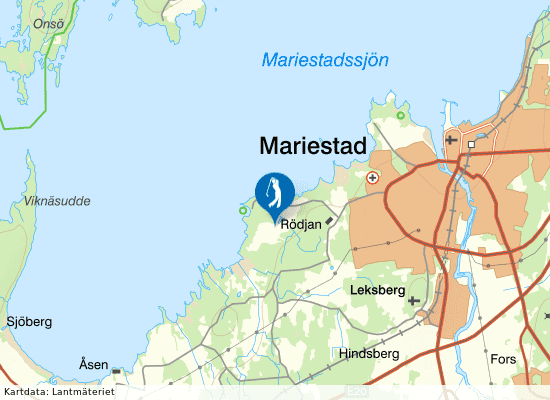 Karta över området runt Mariestads Golfklubb