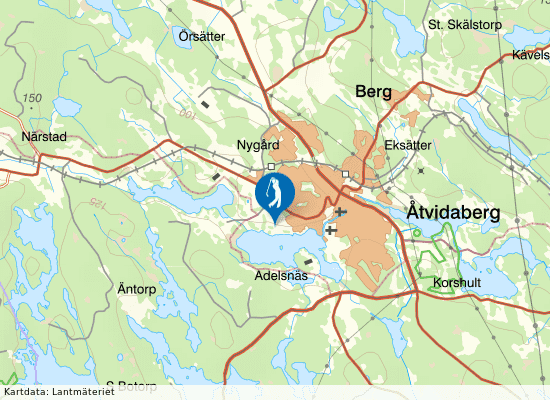 Karta över området runt Villa Baro Golf Åtvidaberg