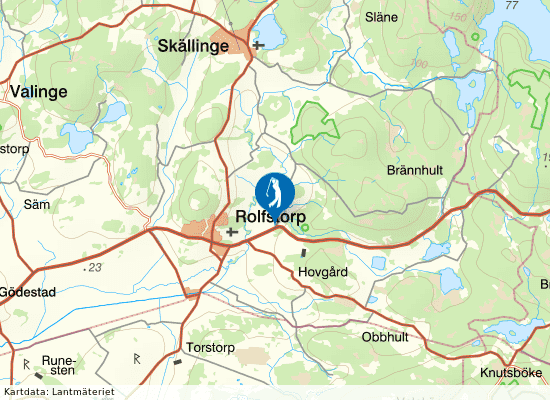 Karta över området runt Hofgårds Golfklubb