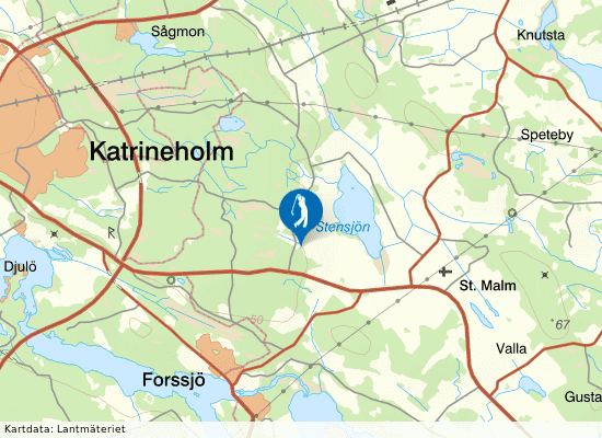 Karta över området runt Katrineholms Golfklubb