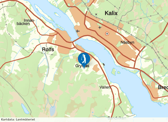 Karta över området runt Kalix Golfklubb
