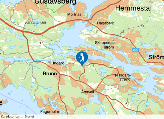 Karta över området runt Ingarö Golfklubb