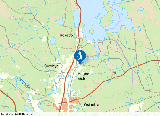 Karta över området runt Högbo Golfklubb