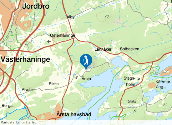 Karta över området runt Haninge Golfklubb