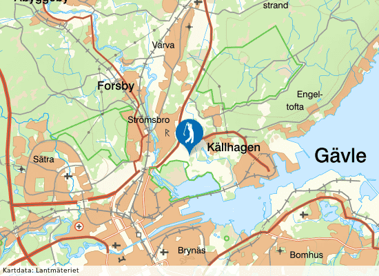 Karta över området runt Gävle Golfklubb