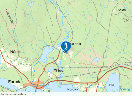 Karta över området runt Furudals-Bruks Golfklubb