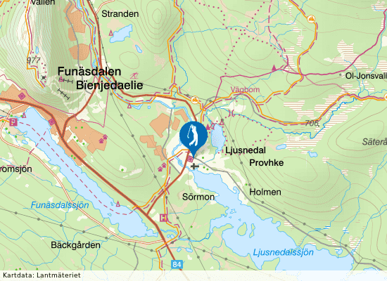 Karta över området runt Funäsfjällens Golfklubb