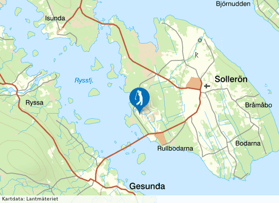 Karta över området runt Solön Golfklubb