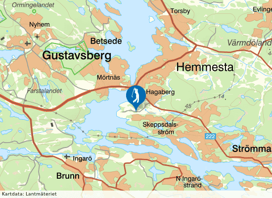 Karta över området runt Wermdö Golf & Country Club
