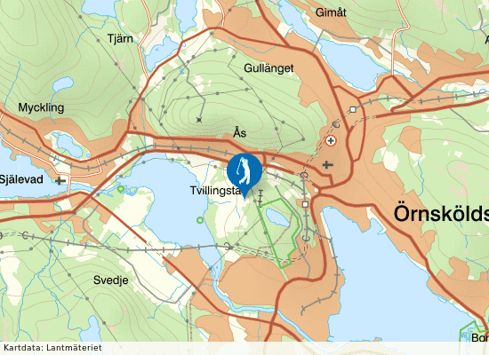 Karta över området runt Veckefjärdens Golf Club