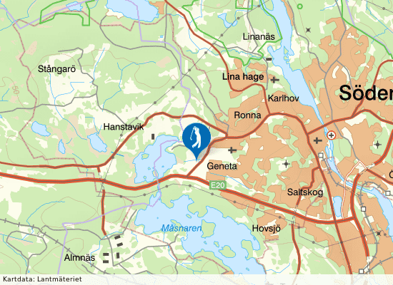 Karta över området runt Wasa Golfklubb