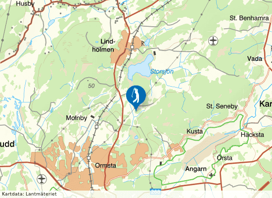 Karta över området runt Vallentuna Golfklubb