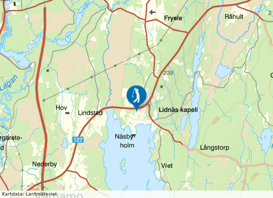 Karta över området runt Värnamo Golfklubb