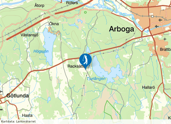 Karta över området runt Arboga Golfklubb