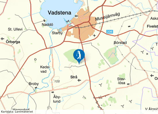 Karta över området runt Vadstena Golfklubb