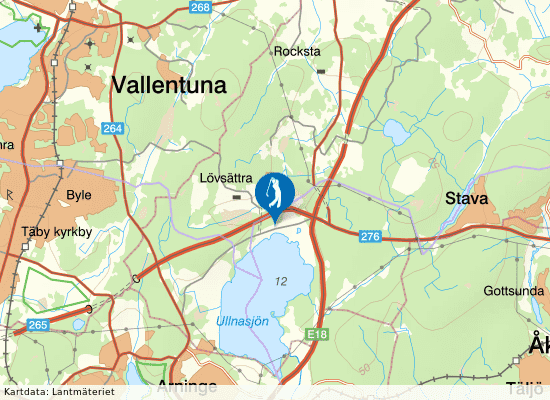 Karta över området runt Ullna Golf & Country Club