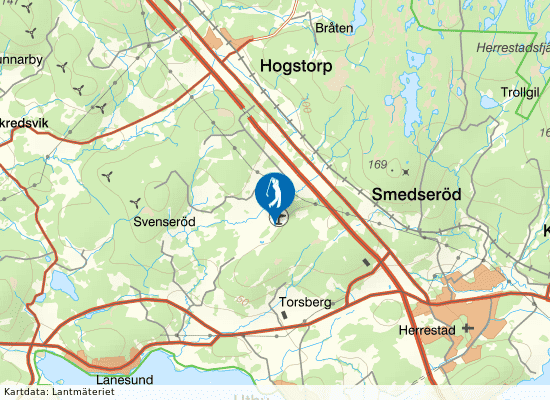 Karta över området runt Uddevalla Golfklubb