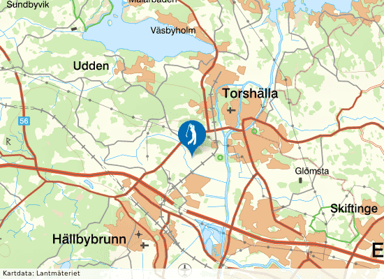 Karta över området runt Torshälla Golfklubb