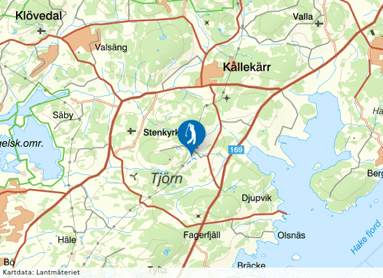 Karta över området runt Tjörns Golfklubb